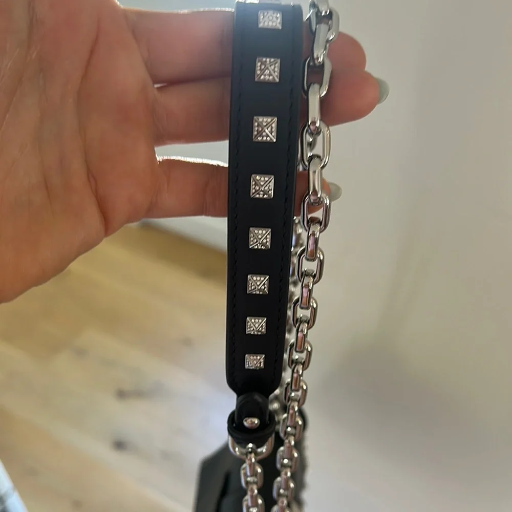 Michael Kors Black and Silver Crossbody Bag with Studded Details
